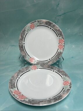Corelle Silk & Roses Rimmed 7 1/4 inch Bread Salad Dessert Plates
(Set of 2)